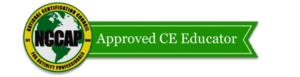 A green banner with the words " approved ce exam ".